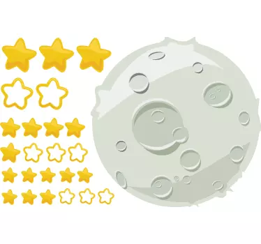 Gyerekek hold és csillagok matrica - TenStickers