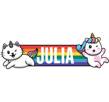 Szivárvány két unikornissal és macska bicikli matrica - TenStickers