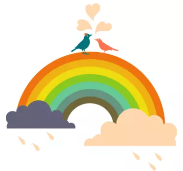 Gyerekek szivárványos madarak fal matrica - TenStickers