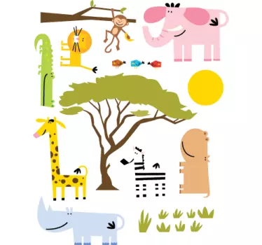 Dzsungel állatok gyerekek matrica - TenStickers