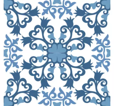 Virágos kék és szürke portugál csempe matrica - TenStickers