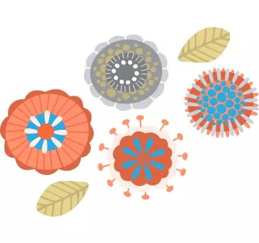 Színes népművészet elegáns minta virág fal dekoráció - TenStickers