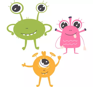 Barátságos színes szörnyek matrica gyerekeknek - TenStickers