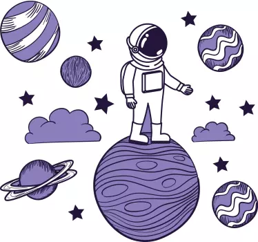 űrhajós rajz bolygók űr matrica - TenStickers