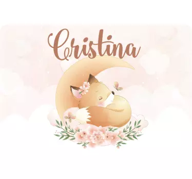 Aranyos róka lány nevű laptop matricákkal - TenStickers
