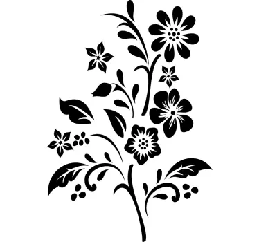 Egyszínű virágok levelekkel design zuhany matrica - TenStickers
