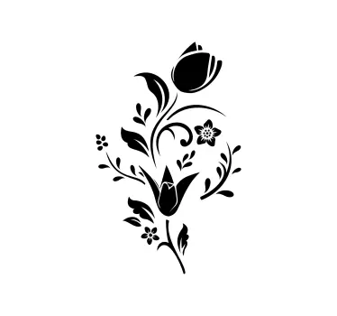 Egyszínű tulipán design levelek zuhany matrica - TenStickers