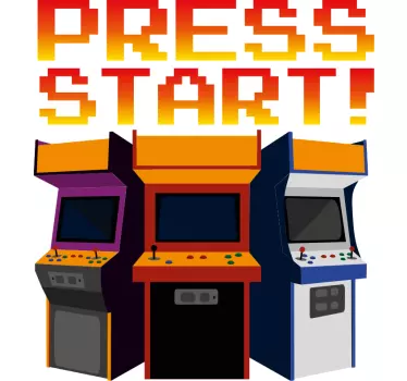 Nyomja meg az indítást arcade gépek videojáték falmatrica - TenStickers