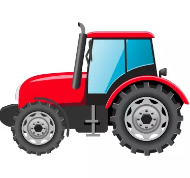 Gyerekek piros traktor matrica - TenStickers