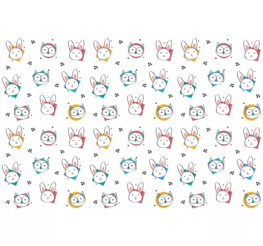 Bagoly nyúl mintás vadállat matrica - TenStickers