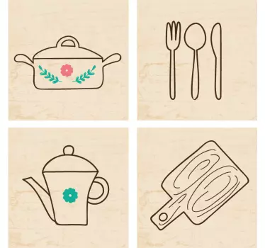 Konyhai cikkek szegély matrica - TenStickers