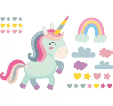 Matrica Gyerekszobák boldog egyszarvú - TenStickers
