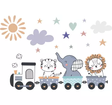 Illusztrációk matrica boldog állatok vonat - TenStickers