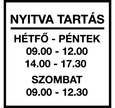Személyre szabott bolti órarend Matrica kirakat - TenStickers