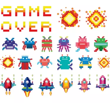 8 bites arcade képernyő videojáték matrica - TenStickers