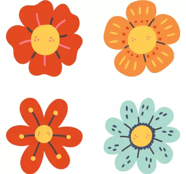 Retro virágok Matrica Autók - TenStickers