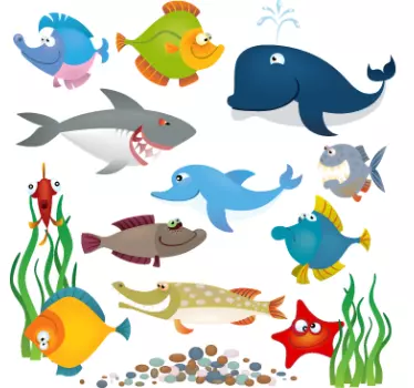 Akváriumi állatok gyerek matrica - TenStickers
