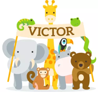 állatnév szalagcím gyermek matrica - TenStickers