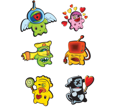 Barátságos szörnyek dekoratív matricák - TenStickers