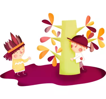 Cowboyok és indián gyerekek matrica - TenStickers