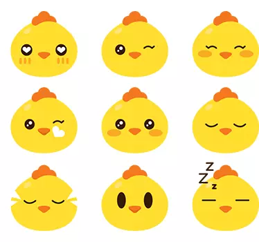 Csirke emoji haszonállat matrica készlet - TenStickers