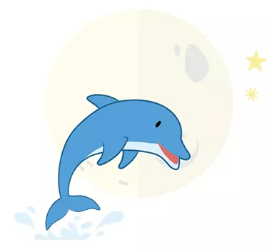 Delfin és a hold állatfal matrica - TenStickers