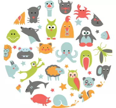 Gyerekek kör állat óvoda falfestmény - TenStickers