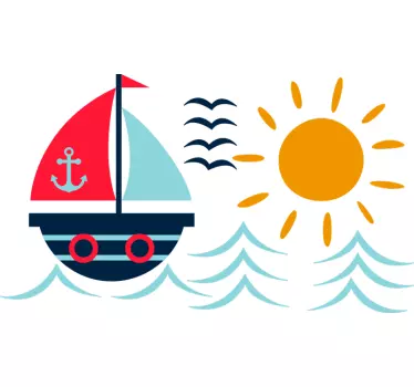 Hajó rajz tengeri matrica - TenStickers