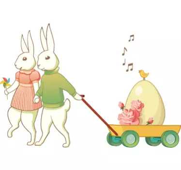 Húsvéti nyuszi pár matrica - TenStickers
