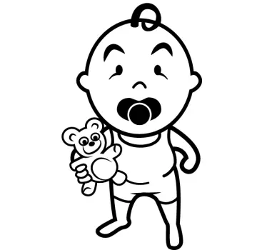 Kisgyermek és mackó matrica - TenStickers