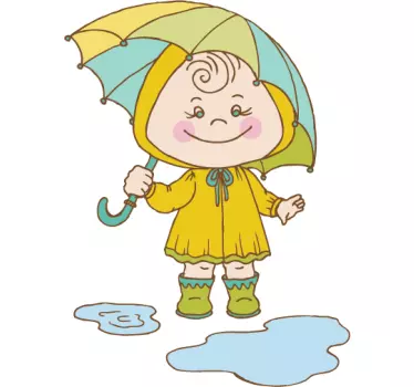 Kislány eső gyerekek matrica - TenStickers