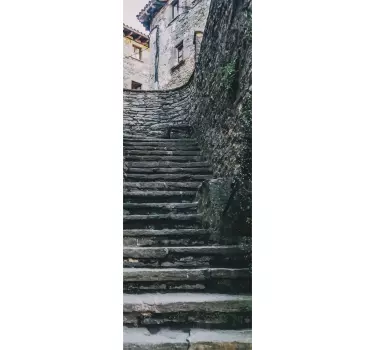 Kőlépcső ajtó matrica - TenStickers