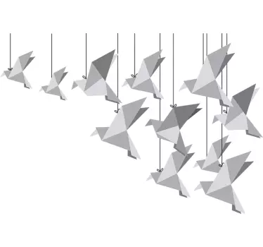 Origami madarak fal matrica - TenStickers