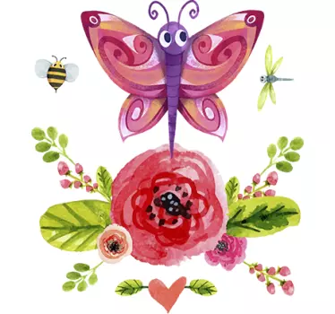 Pillangó illusztráció fali art matrica - TenStickers