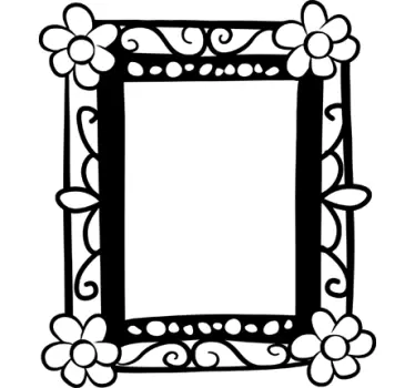 Rajzolt virág keret fal matrica - TenStickers