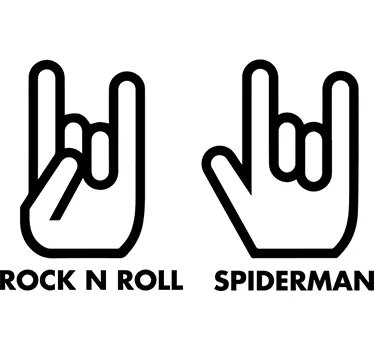 Rock n roll és pókember kéz jel fal matricák - TenStickers