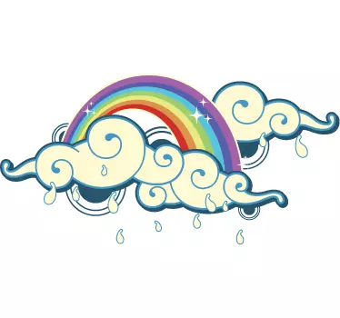Szivárvány és eső otthoni fal matrica - TenStickers