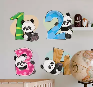 4 panda oktatási matrica - TenStickers