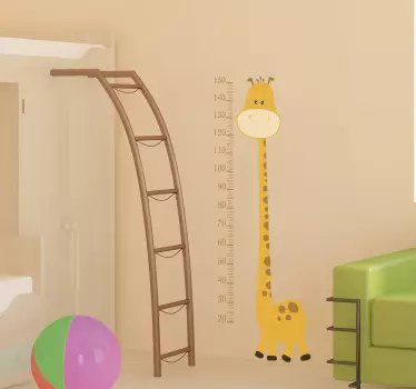 Sárga zsiráf magasság diagram gyerekek matrica - TenStickers