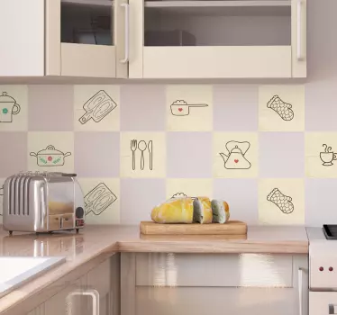 Konyhai cikkek szegély matrica - TenStickers