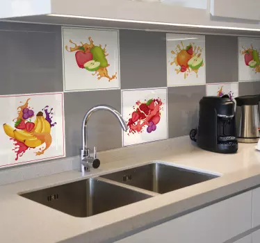 Gyümölcs kollázs csempe matrica - TenStickers