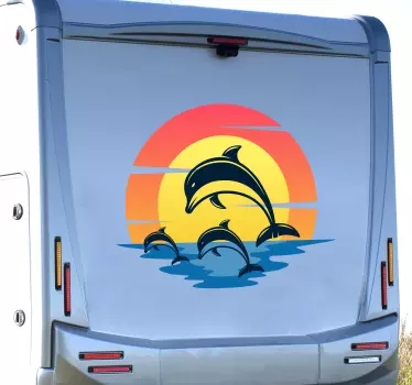 Delfinek naplementekor lakóautó hal matrica - TenStickers