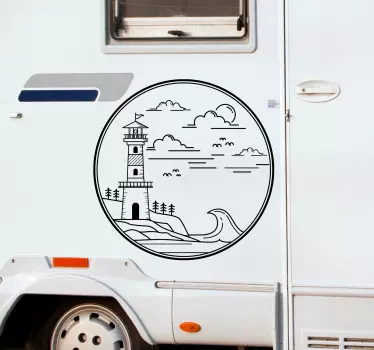 Világítótorony a tengerparti lakóautó tengeri matrica - TenStickers