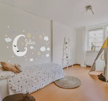 Személyre szabott hold és csillag fal matrica - TenStickers
