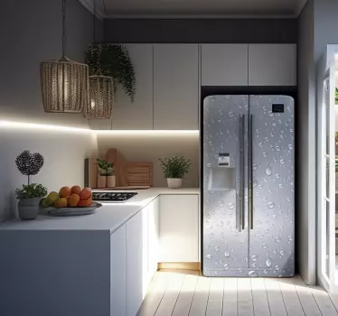 Matrica Hűtő vinilo textura gris con gotas - TenStickers