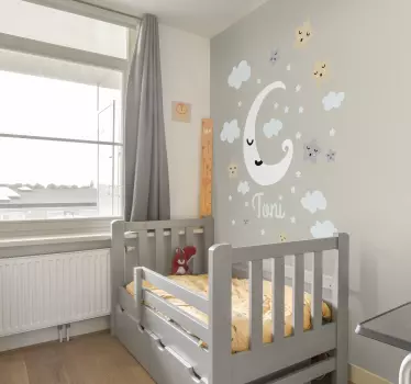 Személyre szabott hold és csillag fal matrica - TenStickers