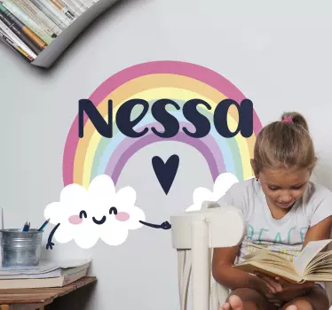 Személyre szabott név szivárványos gyerekek falmatricáján - TenStickers