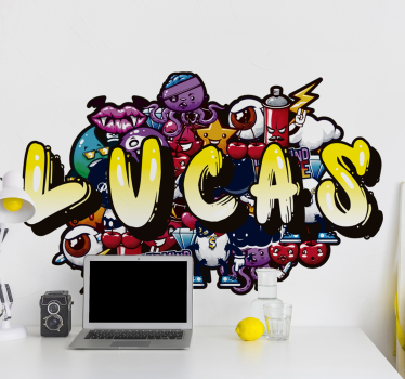 Graffiti színes név városi matrica - TenStickers