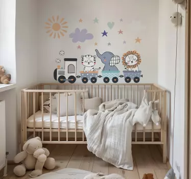 Illusztrációk matrica boldog állatok vonat - TenStickers