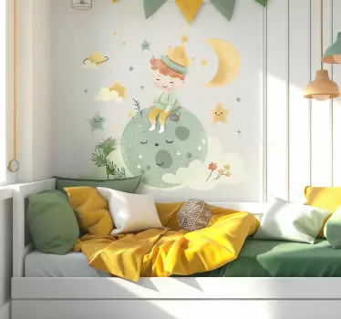 Matrica Gyerekszobák boldog gyerek a holdon - TenStickers
